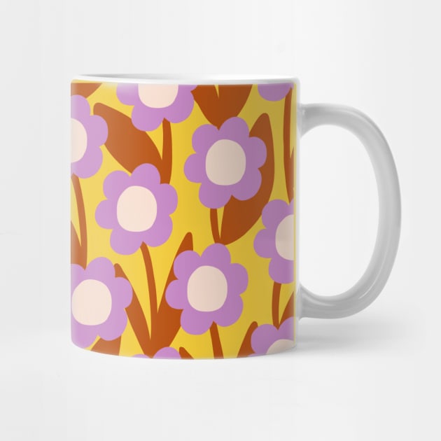 Minimal daisy flower pattern in yellow and lavender by Natalisa